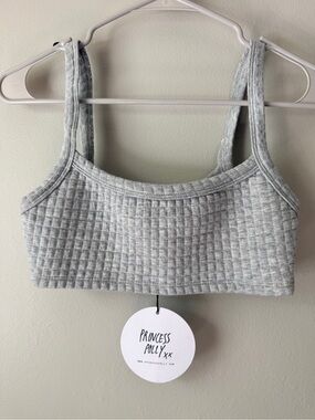 Princess Polly Soft Waffle Crop Top in Grey by Princess Polly.  Size 2